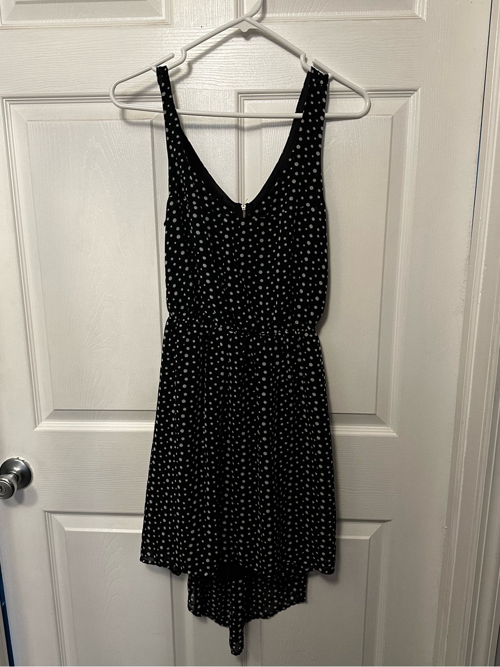 Material Girl Black and White Polka Dot High-Low Dress